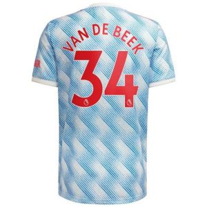 Camiseta Manchester United Van De Beek 34 Segunda Equipación 2021 2022