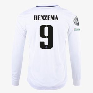 Camiseta Real Madrid Karim Benzema 9 Primera Equipación 2022 2023 - Manga Larga