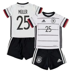 camiseta de futbol Alemania Thomas Müller 25 Primera Equipación Niño Kit 2021