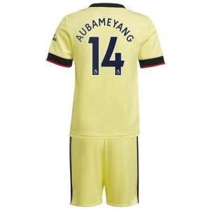 camiseta de futbol Arsenal Aubameyang 14 Segunda Equipación Niño Kit 2021
