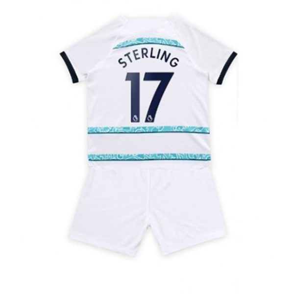 camiseta de futbol Chelsea Raheem Sterling 17 Segunda Equipación Niño Kit 2022-23