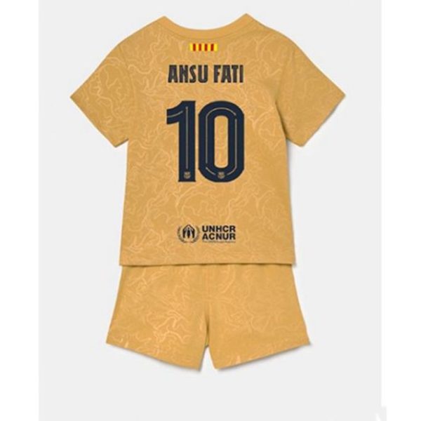 camiseta de futbol FC Barcelona Ansu Fati 10 Segunda Equipación Niño Kit 2022-23