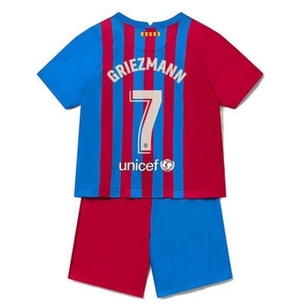 camiseta de futbol FC Barcelona Antoine Griezmann 7 Primera Equipación Niño Kit 2021-22