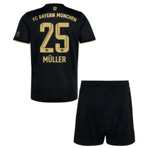 camiseta de futbol FC Bayern Munich Thomas Müller 25 Segunda Equipación Niño Kit 2021-22