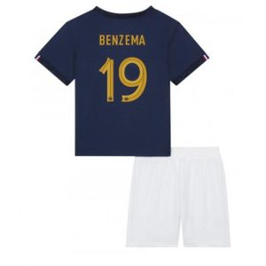 camiseta de futbol Francia Karim Benzema 9 Primera Equipación Niño Kit 2022 2023