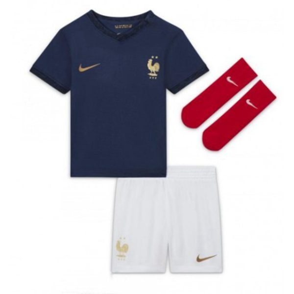 camiseta de futbol Francia Karim Benzema 9 Primera Equipación Niño Kit 2022 2023