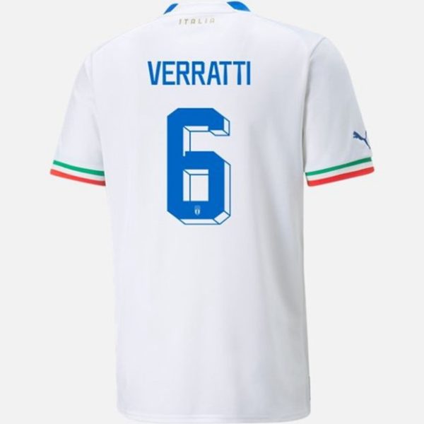 camiseta de futbol Italia Marco Verratti 6 Segunda Equipación 2022