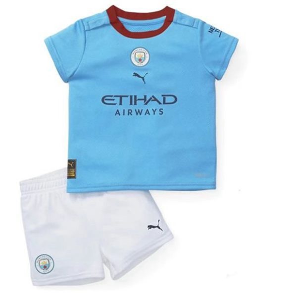 camiseta de futbol Manchester City Erling Haaland 9 Primera Equipación Niño Kit 2022-23