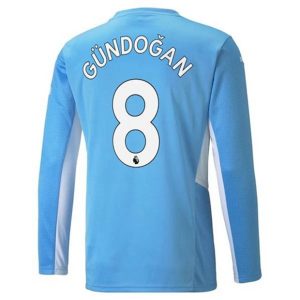 camiseta de futbol Manchester City İlkay Gündoğan 8 Primera Equipación 2021 2022 - Manga Larga