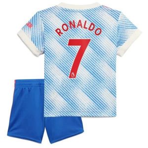 camiseta de futbol Manchester United Cristiano Ronaldo 7 Segunda Equipación Niño Kit 2021-22