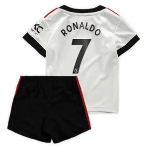 camiseta de futbol Manchester United Cristiano Ronaldo 7 Segunda Equipación Niño Kit 2022-23