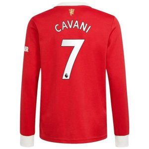 camiseta de futbol Manchester United Edinson Cavani 7 Primera Equipación 2021 2022 - Manga Larga