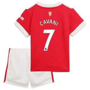 camiseta de futbol Manchester United Edinson Cavani 7 Primera Equipación Niño Kit 2021-22