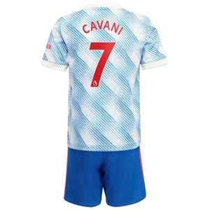 camiseta de futbol Manchester United Edinson Cavani 7 Segunda Equipación Niño Kit 2021-22