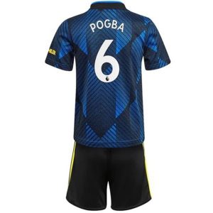 camiseta de futbol Manchester United Paul Pogba 6 Tercera Equipación Niño Kit 2021-22