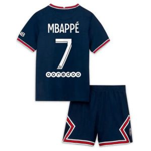 camiseta de futbol Paris Saint Germain PSG Kylian Mbappé 7 Primera Equipación Niño Kit 2021-22