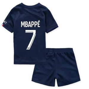 camiseta de futbol Paris Saint Germain PSG Kylian Mbappé 7 Primera Equipación Niño Kit 2022-23