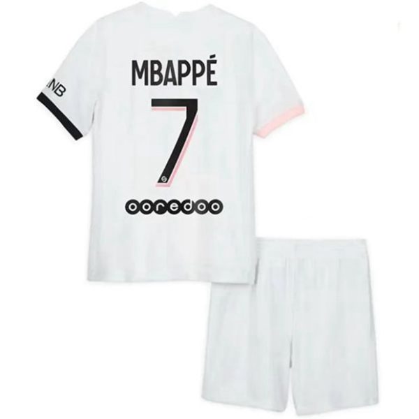 camiseta de futbol Paris Saint Germain PSG Kylian Mbappé 7 Segunda Equipación Niño Kit 2021-22