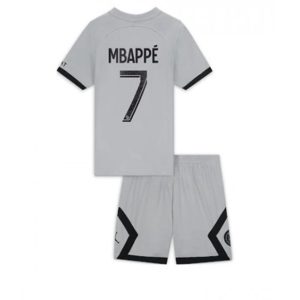 camiseta de futbol Paris Saint Germain PSG Kylian Mbappé 7 Segunda Equipación Niño Kit 2022 2023