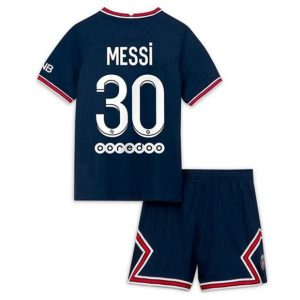 camiseta de futbol Paris Saint Germain PSG Lionel Messi 30 Primera Equipación Niño Kit 2021-22