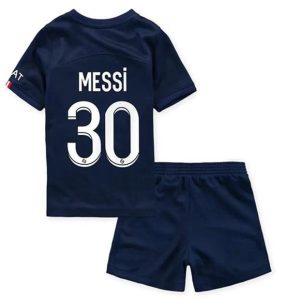 camiseta de futbol Paris Saint Germain PSG Lionel Messi 30 Primera Equipación Niño Kit 2022-23