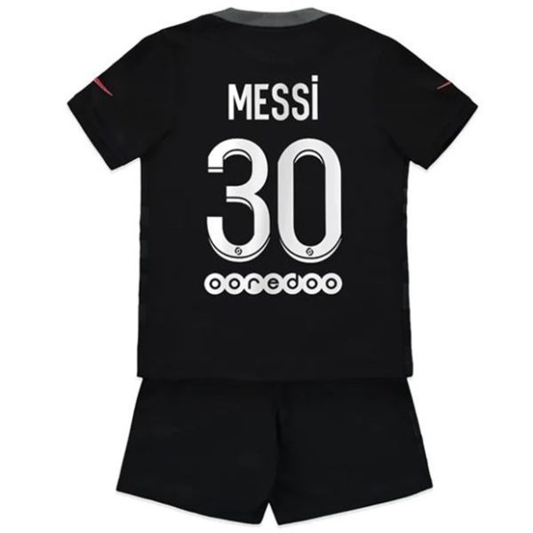 camiseta de futbol Paris Saint Germain PSG Lionel Messi 30 Tercera Equipación Niño Kit 2021-22