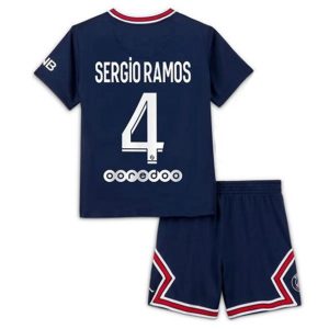 camiseta de futbol Paris Saint Germain PSG Sergio Ramos 4 Primera Equipación Niño Kit 2021-22