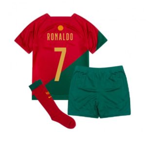 camiseta de futbol Portugal Cristiano Ronaldo 7 Primera Equipación Niño Kit 2022