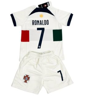camiseta de futbol Portugal Cristiano Ronaldo 7 Segunda Equipación Niño Kit 2022