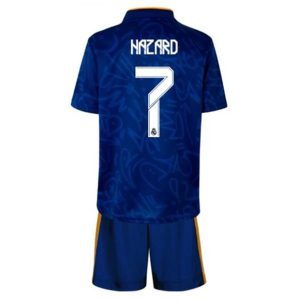 camiseta de futbol Real Madrid Eden Hazard 7 Segunda Equipación Niño Kit 2021-22