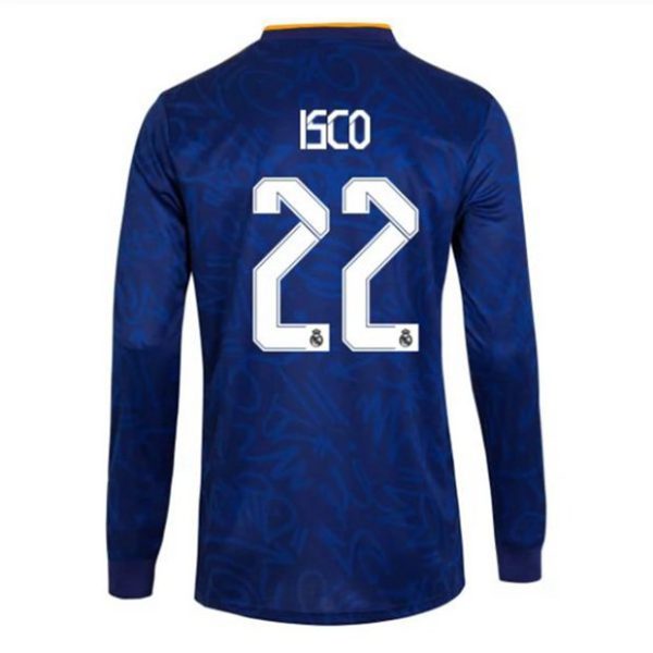 camiseta de futbol Real Madrid Isco Biography 22 Segunda Equipación 2021 2022 - Manga Larga