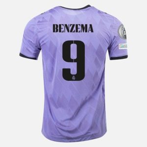 camiseta de futbol Real Madrid Karim Benzema 9 Segunda Equipación 2022 2023