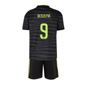 camiseta de futbol Real Madrid Karim Benzema 9 Tercera Equipación Niño Kit 2022 2023