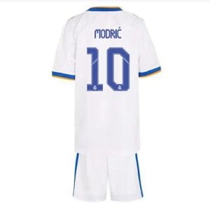 camiseta de futbol Real Madrid Luka Modrić 10 Primera Equipación Niño Kit 2021-22